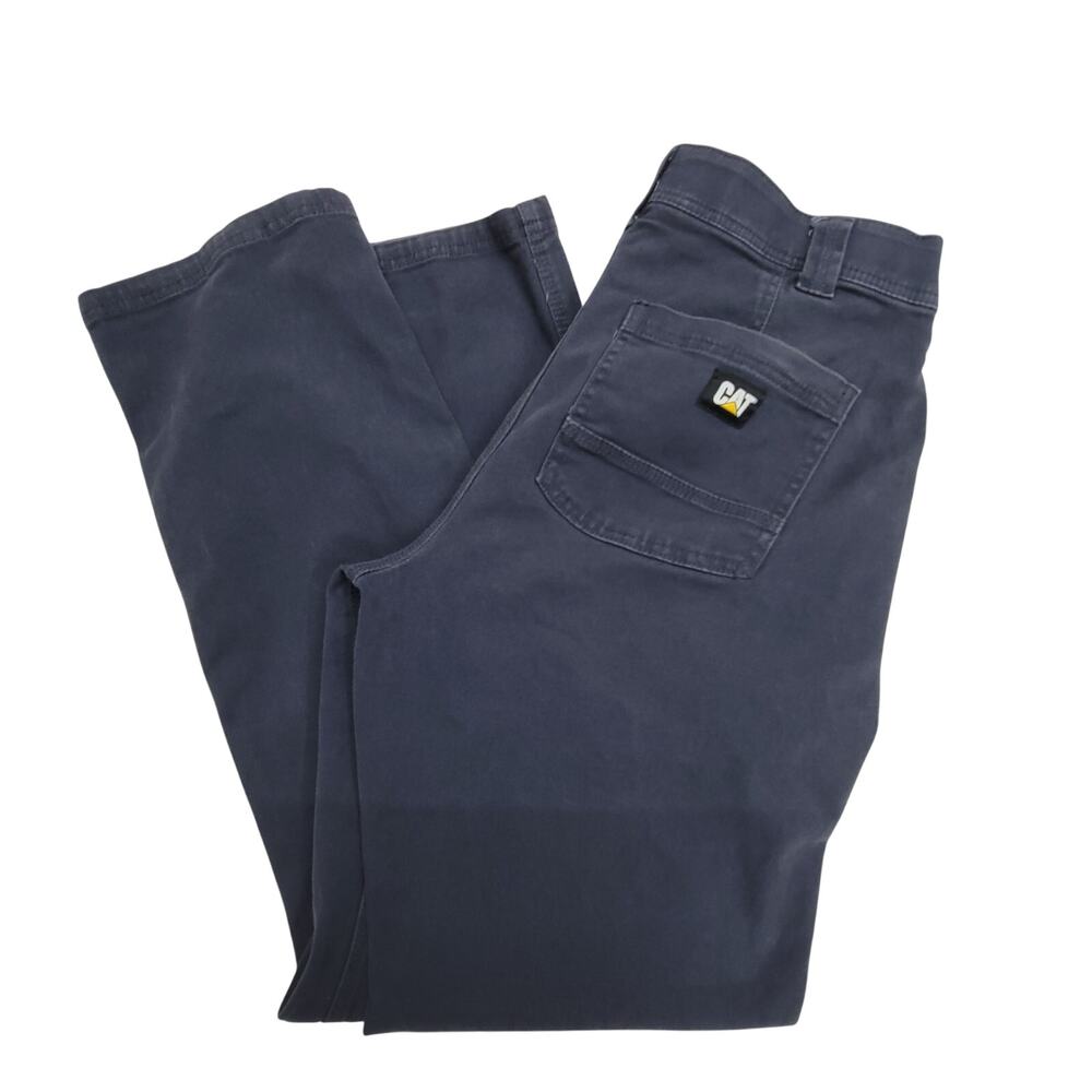 CAT Caterpillar Mens 30x32 Stretch Canvas Work Pants Utility Navy Blue Casual